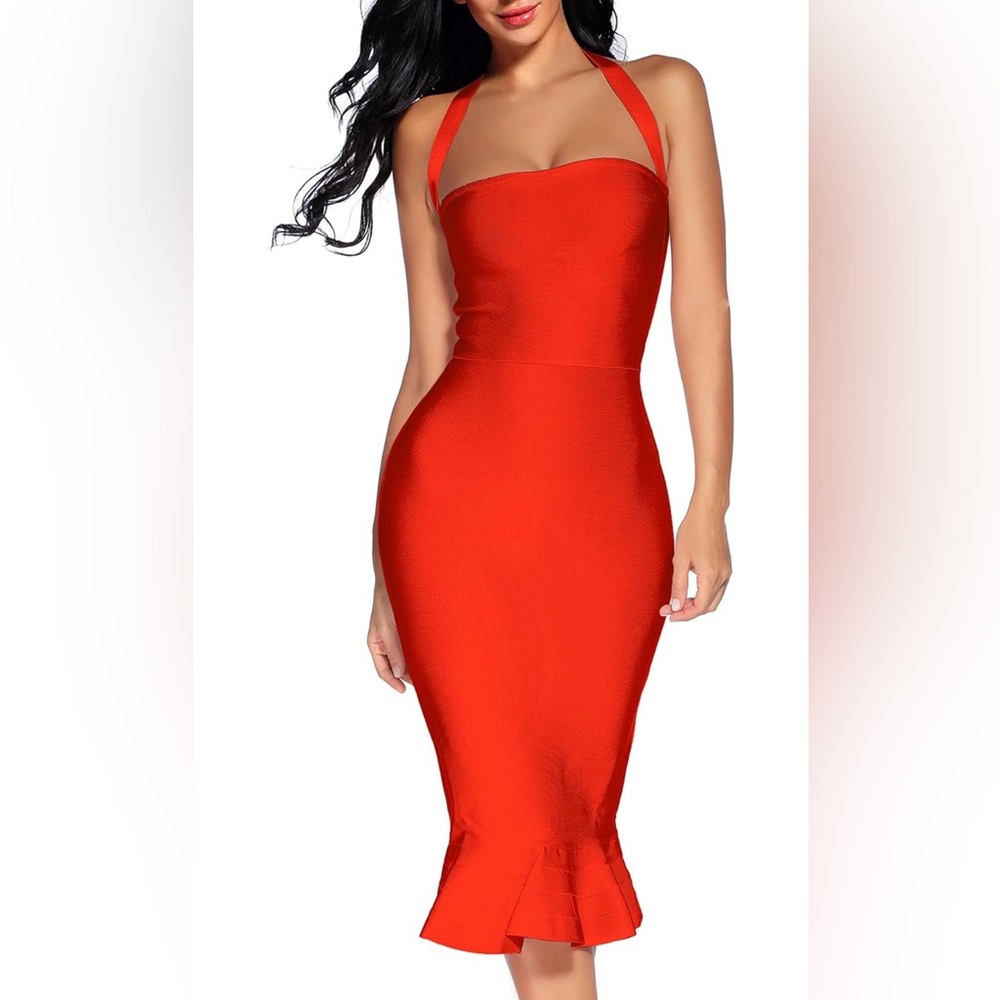 Red Halterneck Bodycon Dress
